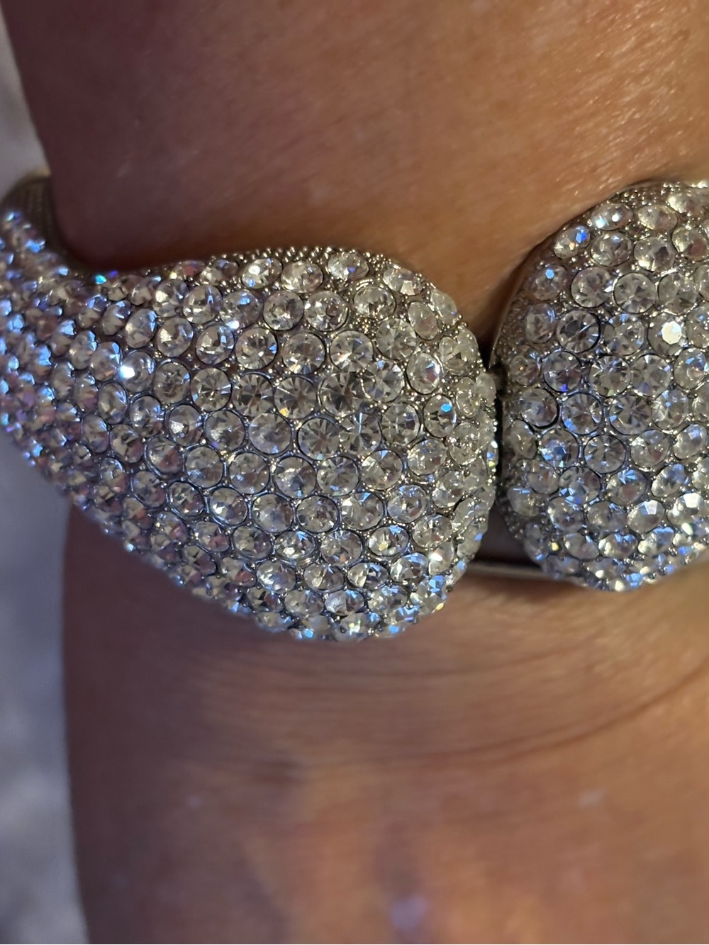 Crystal Pavé Silver-Tone Cuff Bracelet - Women Jewelry
